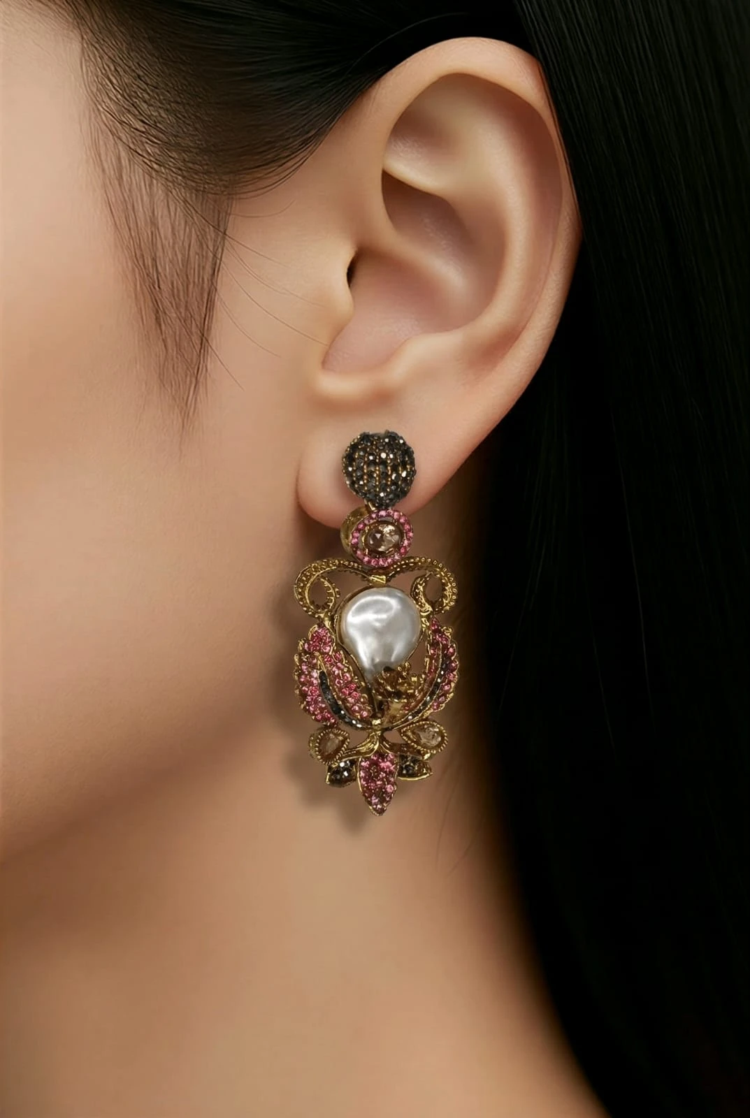 Shimmering Ruby & Pearl Chandelier Earrings – pro#4, rs.1650.webp