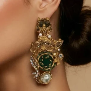 Majestic Emerald & Baroque Pearl Statement Earrings - pro#5, rs.2000 (2nd pic).webp