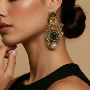 Majestic Emerald & Baroque Pearl Statement Earrings - pro#5, rs.2000.webp